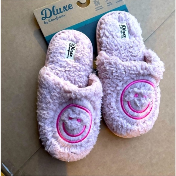 Dearfoams Pink Fuzzy Slippers 33-34 sz 6,5 - Picture 3 of 6